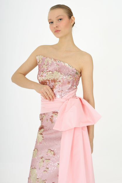 𝐉𝐄𝐍𝐍𝐀 Sequined Bow Evening Dress