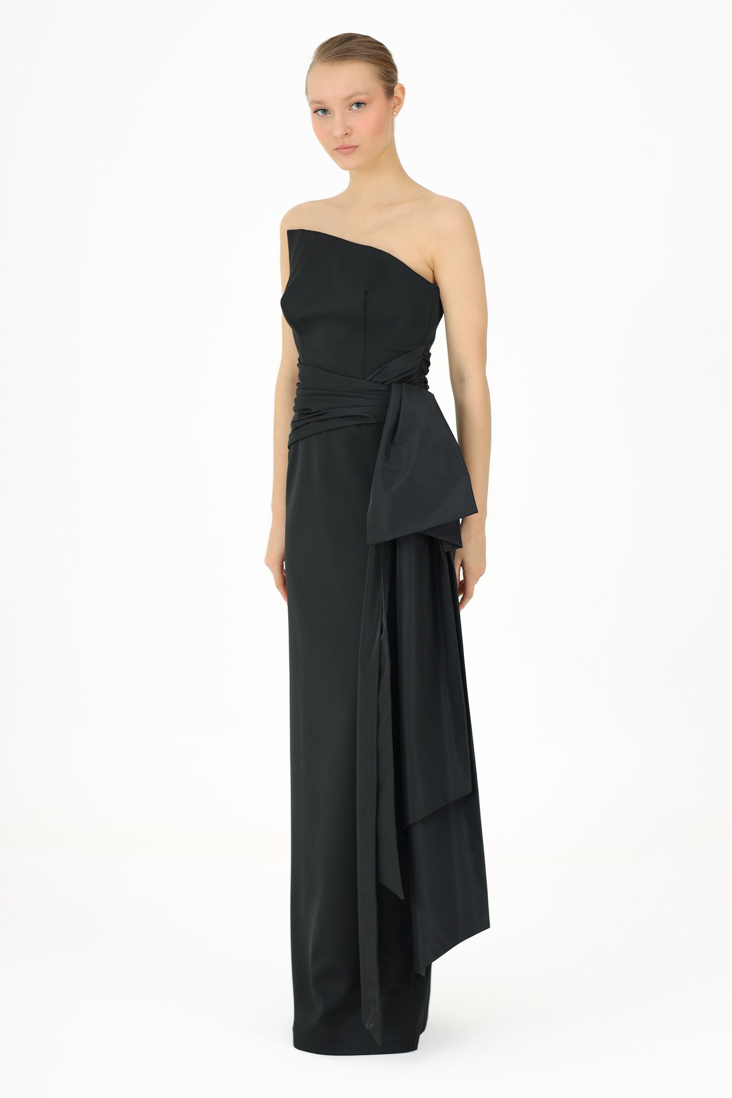 𝐉𝐄𝐍𝐍𝐀 Taffeta Bow Long Evening Dress